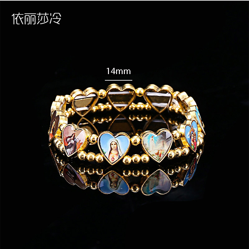 Women Fashion Icon - Katholischen Perlen Armband Kreuz Herz Armband,