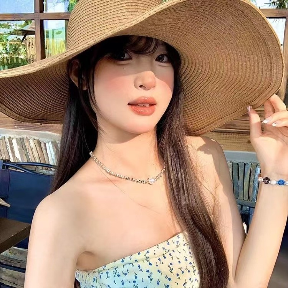 Straw Hat Summer - Strohhut im französischen Stil, große Krempe,