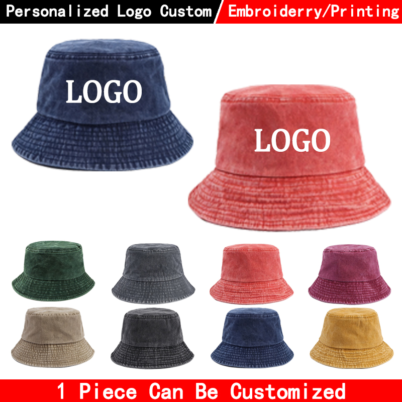 Women Fashion Logo Design - Benutzerdefiniertes Logo Denim Bucket Hat, modische