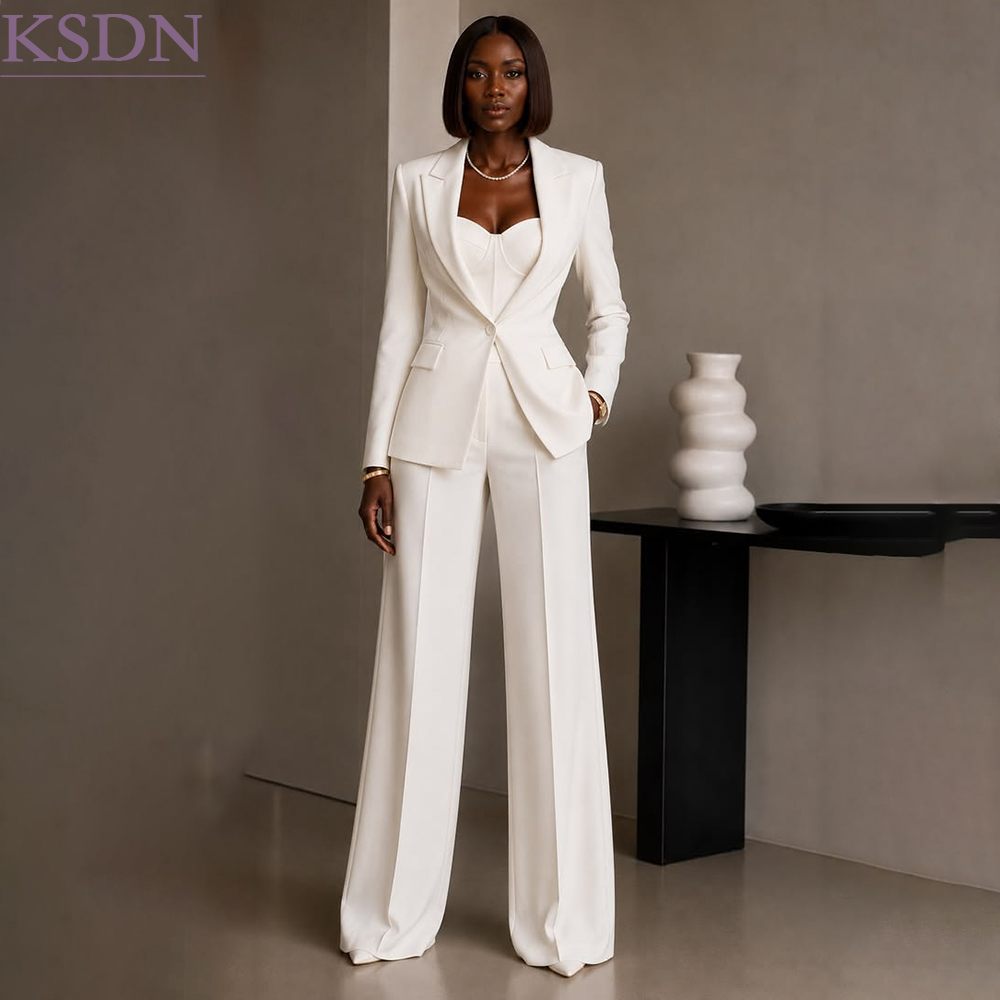 Women'S Fashion Jackets - Luxuriöse Weiße Damenanzüge, Modische Designer-Kombination mit