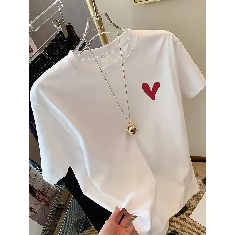 Women Fashion Logo Design - Herzförmiges Logo-T-Shirt für Damen im Y2K-Stil