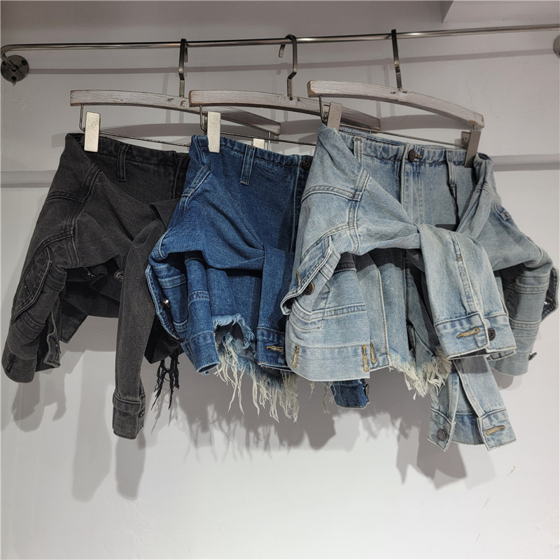 Denim Shorts Women - Denim-Shorts für Damen, Vintage-Waschung, A-Linie, schmal