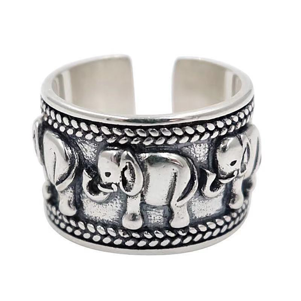 Women Fashion Pakistan - Punk Vintage silbernen Elefanten Muster Ring