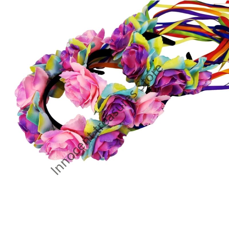 Women'S Fashion Show - 3xua florales Haarband Regenbogen Rose Haar