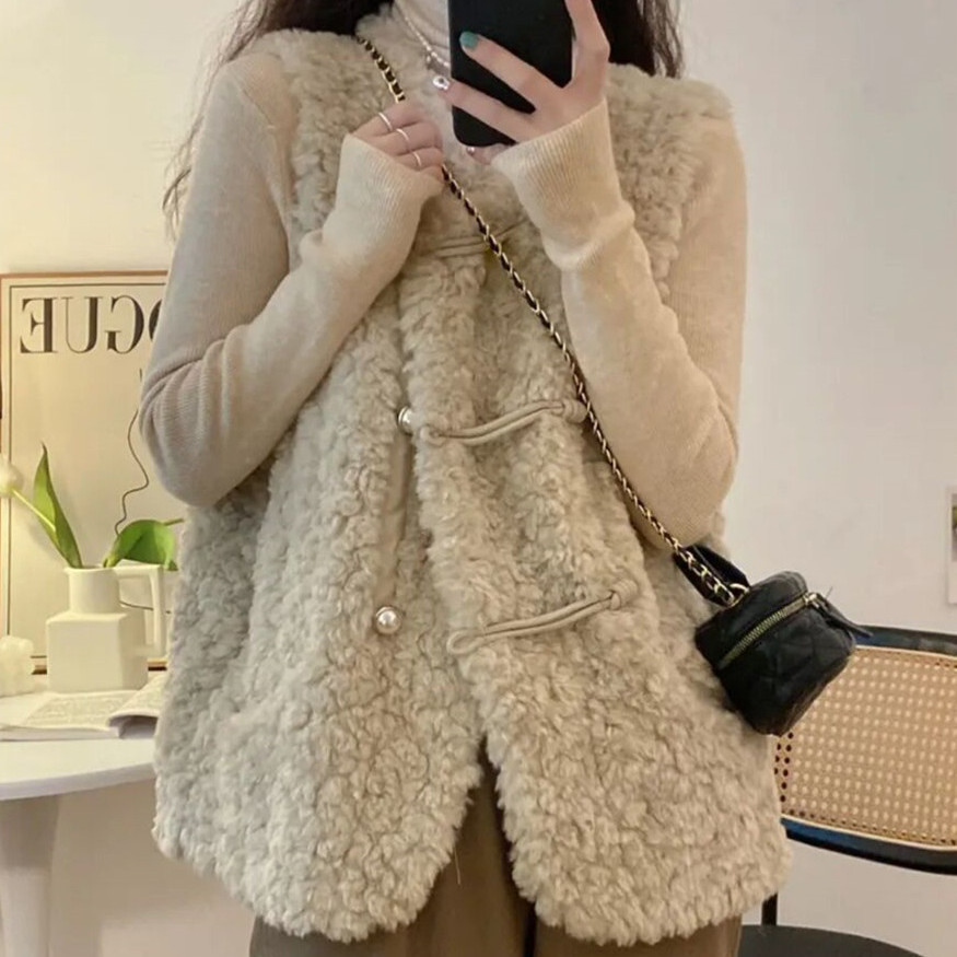 Damenwesten Lammplüsch Weiß He – Women'S Fashion Gilet Bewertung und Preis