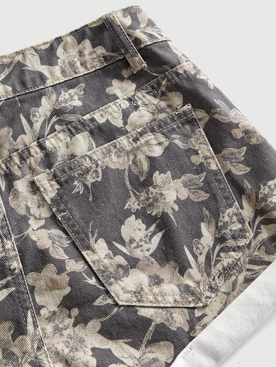 Damen-Jeansshorts mit Blumenmu – Denim Shorts Women Bewertung und Preis
