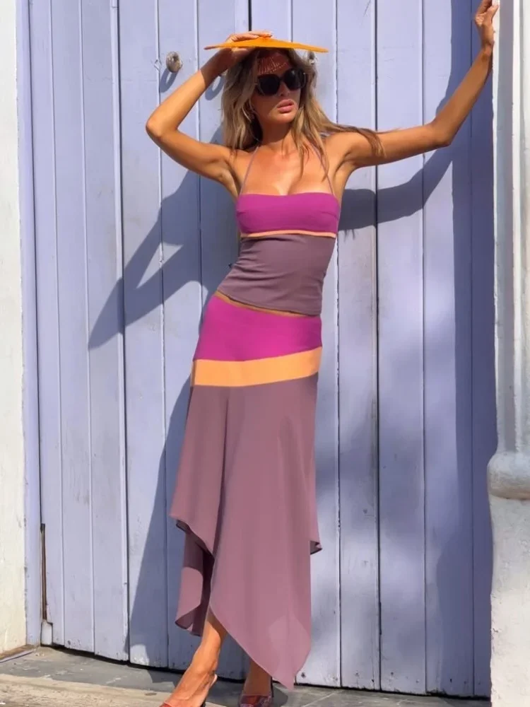 Damen Süßes Farbblock-Trägerlo – Asymmetric Top Women Bewertung und Preis