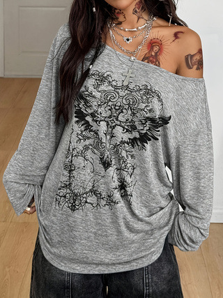 Herbst Gothic Y2K Amor-Print A – Asymmetric Top Women Bewertung und Preis